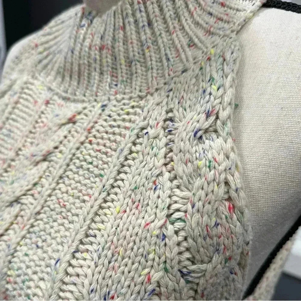 LE LIS Knit Vest Size M Wool Blend Speckled Cream Academia School Tank - Picture 2 of 6
